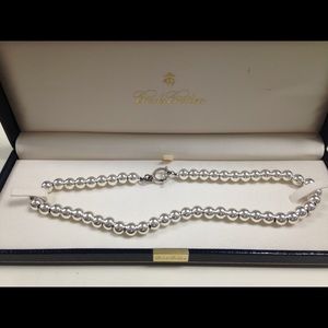 New 346 Brooks Brothers 925 Silver Pearl Necklace 16" NWOT 0.25 inches pearls